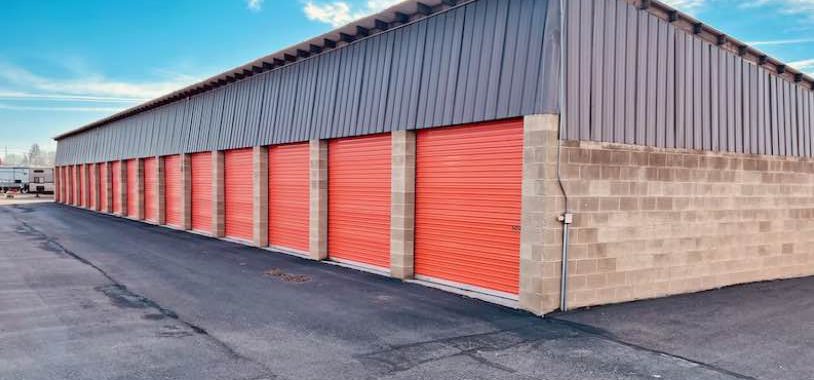 a line of storage units