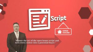 joe standing in front of a graphic that says open house scripts