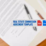 a commission agreement on a table with a graphic that says real estate commission agreement