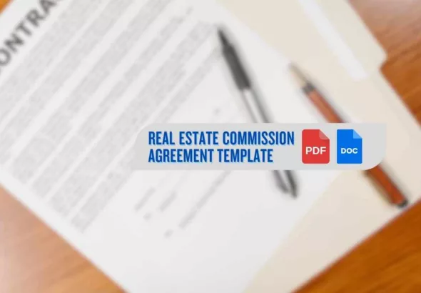 a commission agreement on a table with a graphic that says real estate commission agreement