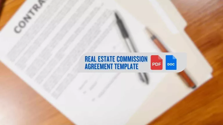 a commission agreement on a table with a graphic that says real estate commission agreement