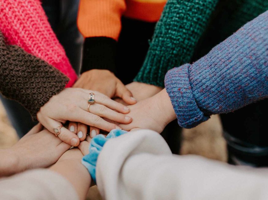 a group of hands together